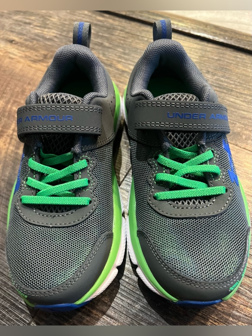 Under Armour Kids Gray and Green Athletic Sneakers